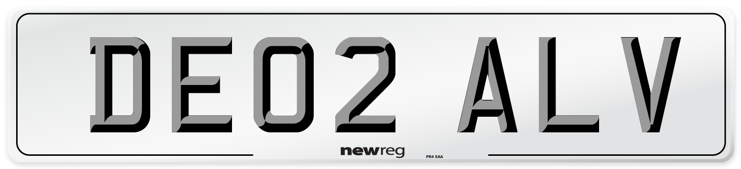 DE02 ALV Number Plate from New Reg